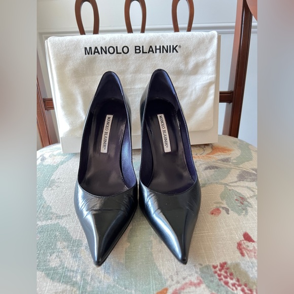 Manolo Blahnik 105mm Black Leather Heels